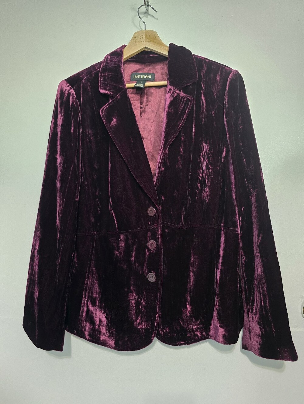 Lane Bryant Velvet Blazer in Burgundy Size 18